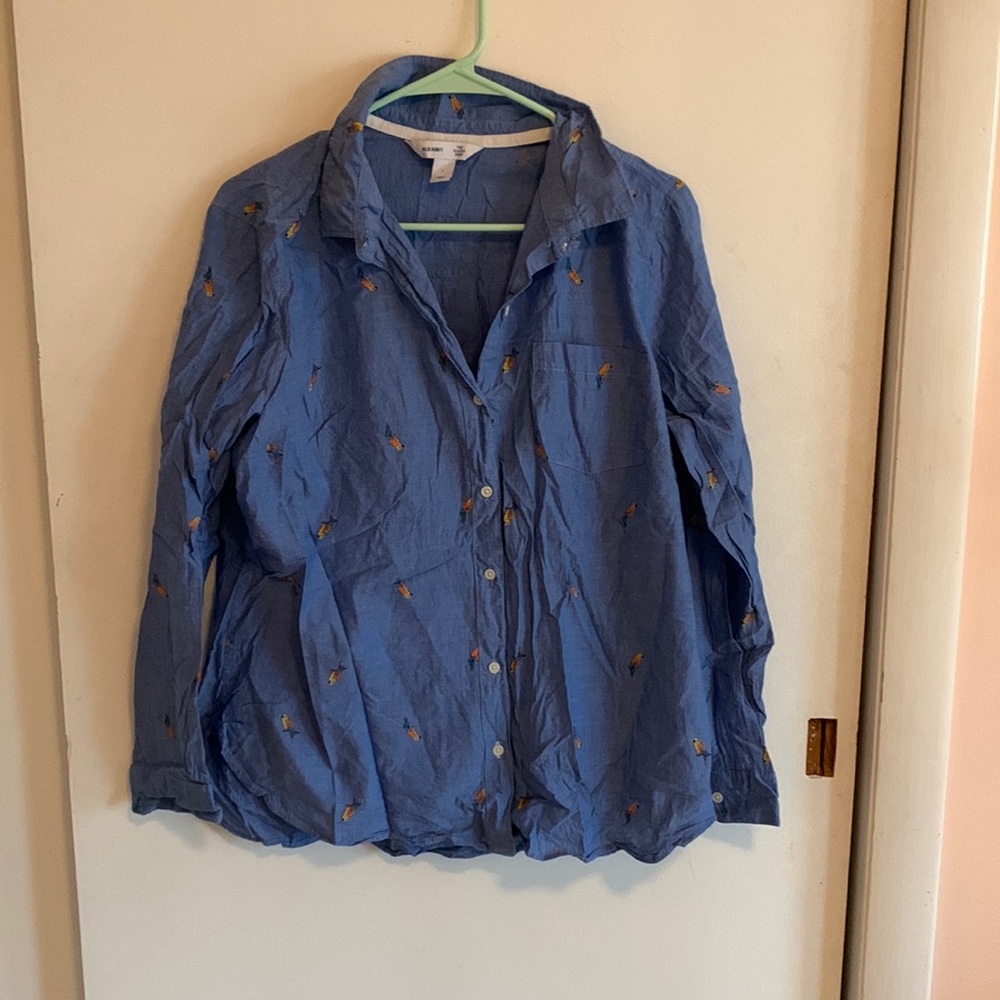Old Navy size large parrot button down